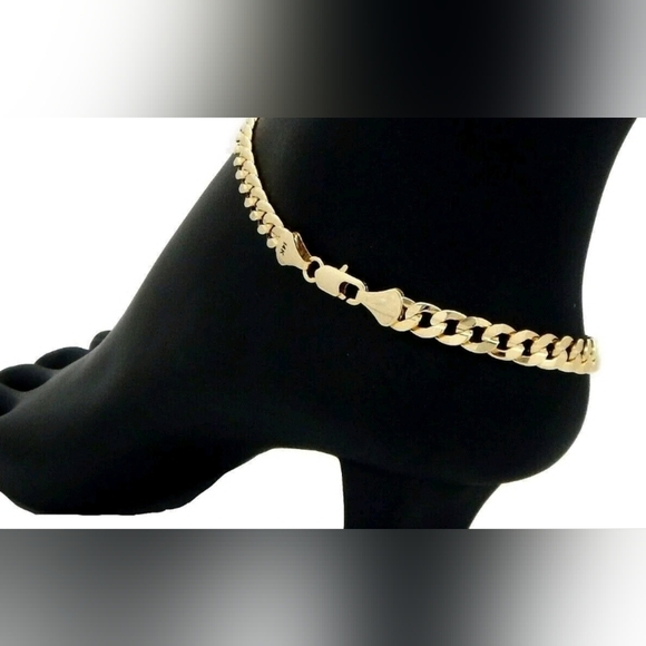 14k Bonded stamped Italian link anklet - Picture 1 of 1